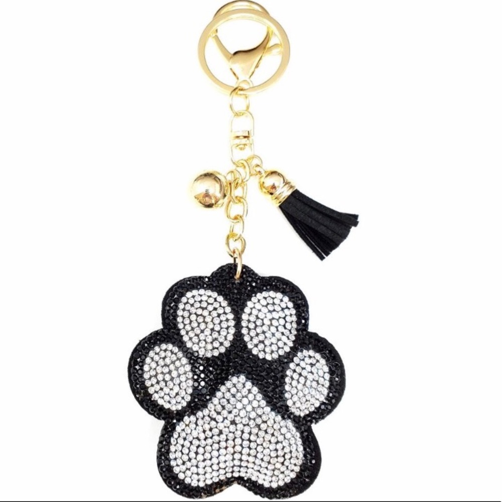 🐾 Paw Print Crystal Tassel Keychain/Purse Charm